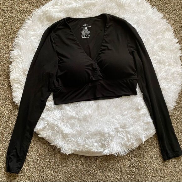 Klassy Network Black Crop Top Long Sleeve Womens Size XXL - Picture 1 of 4